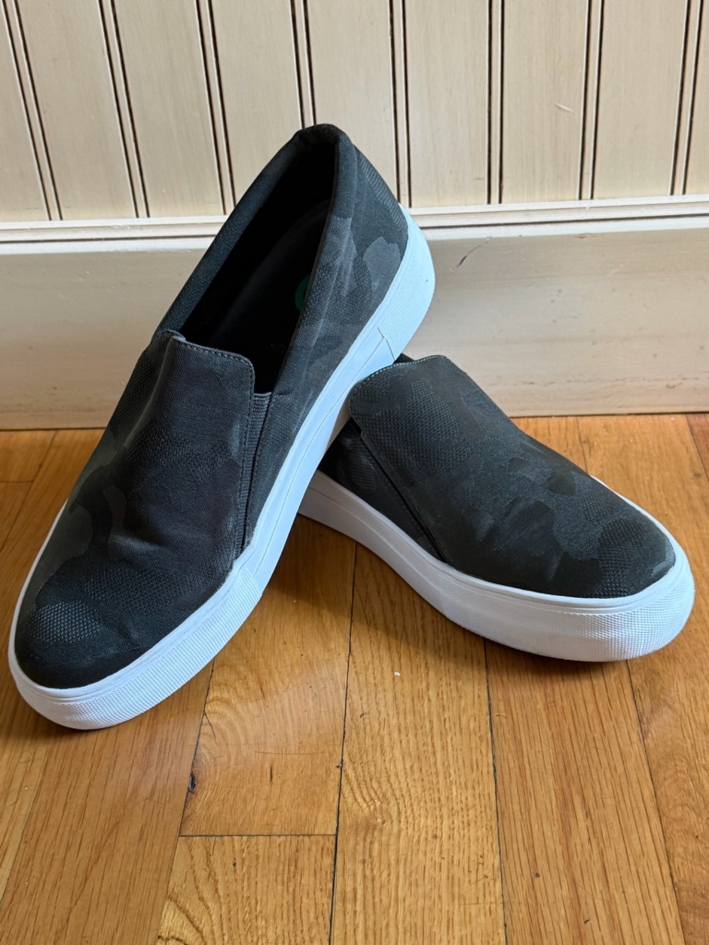 Slip-On Canvas Sneakers in Dark Green Camo